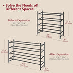 Tajsoon Expandable Shoe Rack for Closet 4 Tier, 29“-41“Adjustable & Stackable Shoe Shelf Storage, Metal Shoe Rack Organizer for Front Door Entrance, Closet, Garage, Entryway, Black