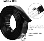 1-1/4" x 50 FT Pool Backwash Hose, Black Heavy Duty Reinforced PVC Lay Flat Water Discharge Hose