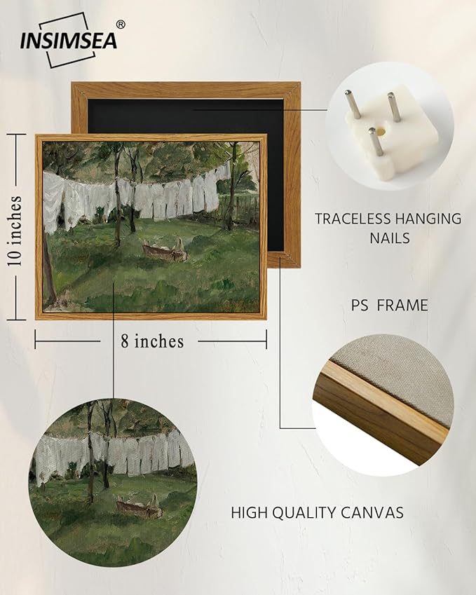 InSimSea Framed Wall Art for Living Room for Living RoomVintage Laundry Room Art Print Antique Oil Painting Country Landscape Vintage Wall Art CanvasFor Living Room Bedroom OfficeGallery 8x10in