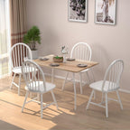 COSTWAY Windsor Dining Chairs Set of 2, Mid-Century Modern Wood Chairs w/Spindle Back & Reinforced H-Shaped Legs, Farmhouse Armless Kitchen Chair for Living Dining Room, Restaurant (White)
