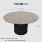 GarveeHome 47" Round Dining Table for 4-6 People, Dining Room Table with Sturdy Waveform Metal Pedestal Base, Farmhouse Circle Kitchen Table for Dining Room, Kitchen