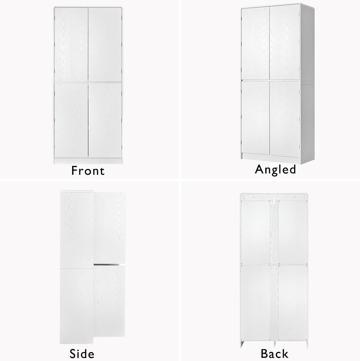 72" Tall Farmhouse Kitchen Pantry Cabinet with 8 Door Shelves, Curved Design Storage Cabinet with 3 Adjustable Shelves, Hidden Drawer, Versatile Cupboard for Kitchen, Dining & Bathroom (White)