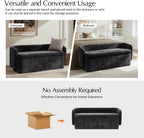 HULALA HOME 61" Bedroom Storage Bench with Low Backrest, Black | Upholstered Chenille End of Bed Bench, Large Storage Ottoman with Seating for Living Room