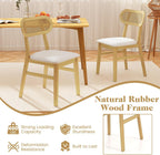 Giantex Wooden Dining Chairs Set of 2, Faux Leather Upholstered Kitchen Chairs w/Breathable Mesh Cane Backrest, Rubber Wood Frame, Padded Seat, Farmhouse Armless Dining Room Chair, Natural