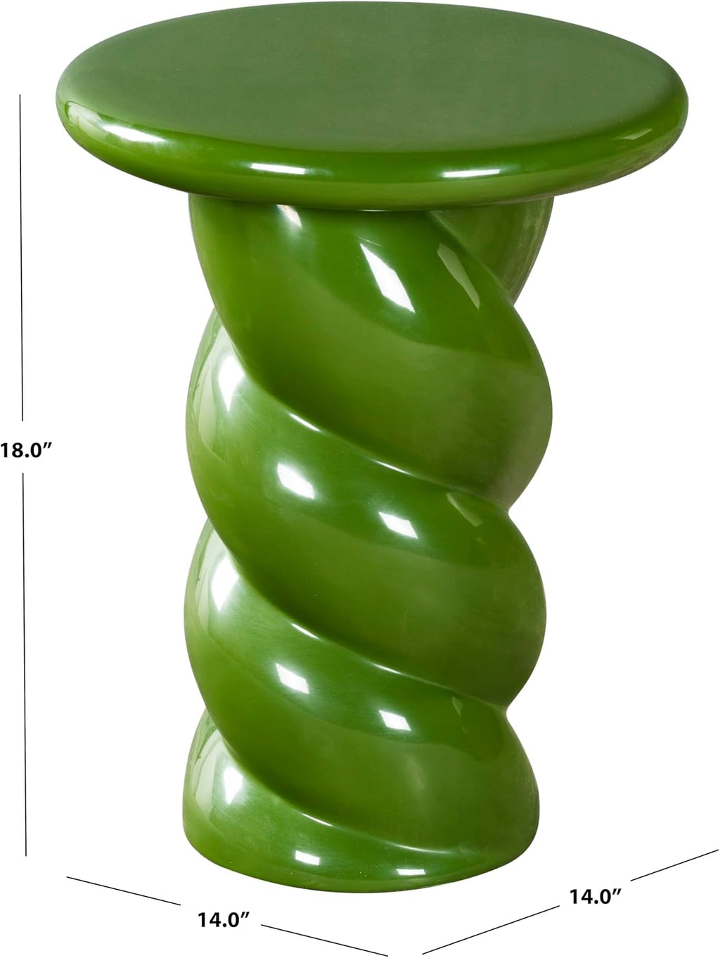 SAFAVIEH Couture Collection - Noelly Olive Green Concrete Accent Table, Contemporary Swirl Pedestal Side Table, High Gloss Finish, Fully Assembled (SFV2621C)