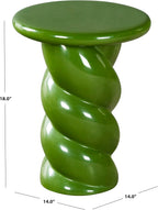 SAFAVIEH Couture Collection - Noelly Olive Green Concrete Accent Table, Contemporary Swirl Pedestal Side Table, High Gloss Finish, Fully Assembled (SFV2621C)