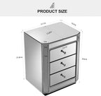 IKIFLY Mirrored Nightstand with 3 Drawers, Silver End Table with Pearl Lines, Accent Side Table for Living Room, Bedroom and Office