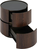 Italian High-End MDF Double-Layer Storage Round Side Table - Brown & Black Elegance