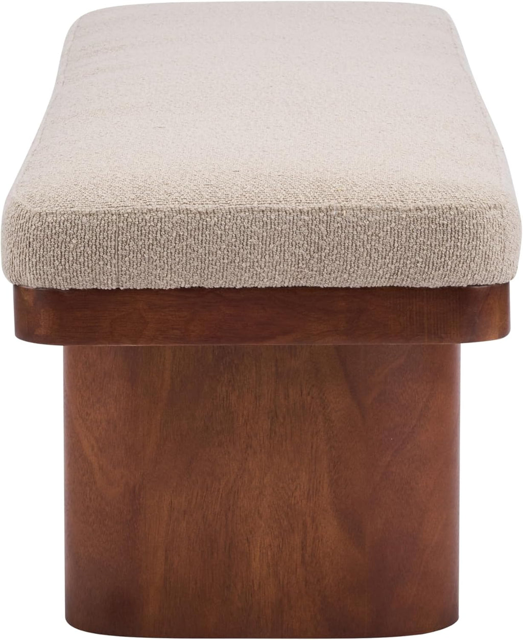 Christopher Knight Home 55" Chenille Upholstered Bench with Solid Rubber Wood Legs, Modern Farmhouse Bedroom Bench, Padded Entryway Bench Seat, Dining Bench for Living Room End of Bed, Light Brown