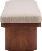 Christopher Knight Home 55" Chenille Upholstered Bench with Solid Rubber Wood Legs, Modern Farmhouse Bedroom Bench, Padded Entryway Bench Seat, Dining Bench for Living Room End of Bed, Light Brown