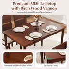 GOFLAME 5-Piece Dining Table Set for 4, Farmhouse Wooden Kitchen Table & 4 Upholstered Chairs with Padded Seat and Rubber Wood Legs, Space Saving Dinette Set for Dining Room, Restaurant, Small Space
