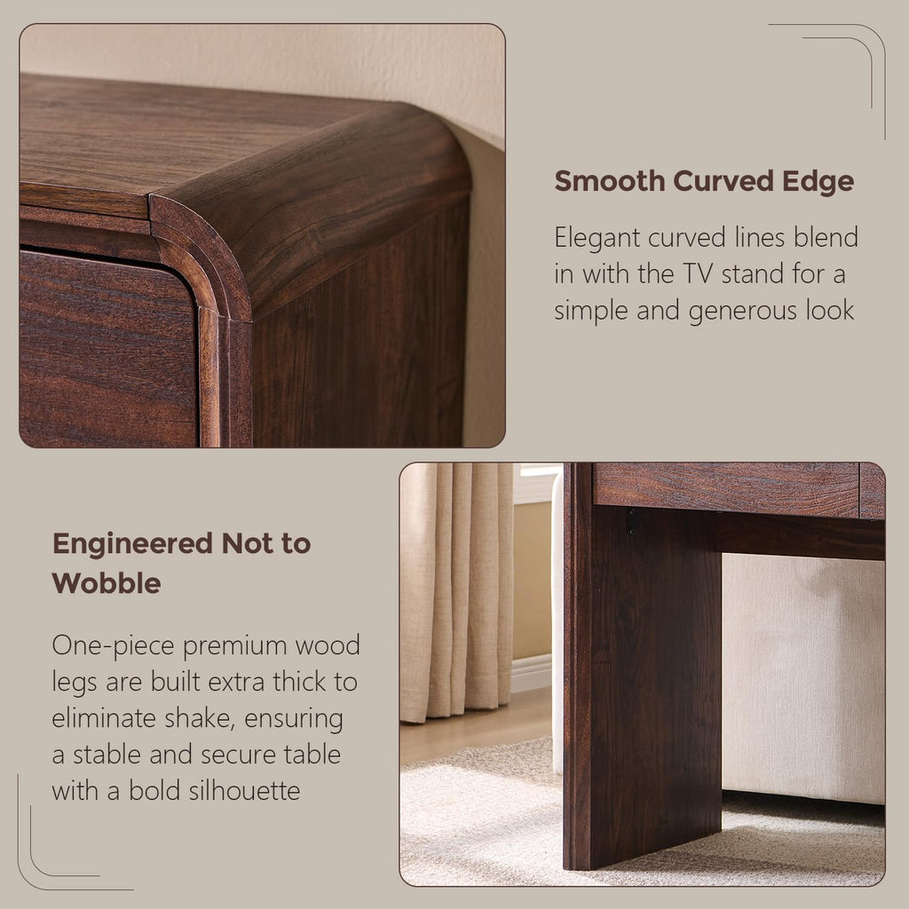 63" Console Table with 3 Drawers, Wood Entryway Table with Storage, Brown | Modern Behind Couch Table with Curved Profile Design, Narrow Long Sofa Table Behind Couch for Living Room, Hallway, Foyer