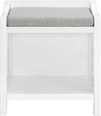 Alaterre Furniture Coventry Bench Stool with Cushion - Pine Wood Bench for Entryway or Bathroom Storage - Use as Shoe Rack, Vanity Chair and More (White)