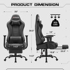 Homall Gaming Chairs, Computer Chair with Footrest and Massage Lumbar Support, Height Adjustable Game Chair with Headrest and Swivel Seat (Black)