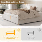 Merax King Size Upholstered Platform Bed Frame and Thick Padded Headboard