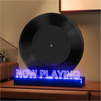 Now Playing Vinyl Record Stand- Simulated Vinyl Design with 7-Color Changing Lights,A Stylish Accent for Vinyl Record Holder, Perfect for Record Display and LP Lover Gifts.