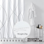 Punkray Ombre Grey Shower Curtain for Bathroom with Hooks Shower Curtain Set Stripe Bath Curtains Decorative White Shower Curtains Water Repellent Washable, 72 x 72