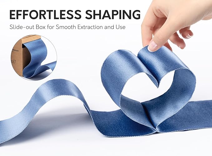 Dusty Blue Satin Wired Ribbon 2-1/2 Inch Double-Faced Sliver Glitter Christmas Ribbons for Wreath, Tree Decoration, Gift Wrapping, Home Decor 10 Yards