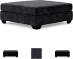 Signature Design by Ashley Lavernett Contemporary Square Oversized Accent Ottoman, Dark Gray