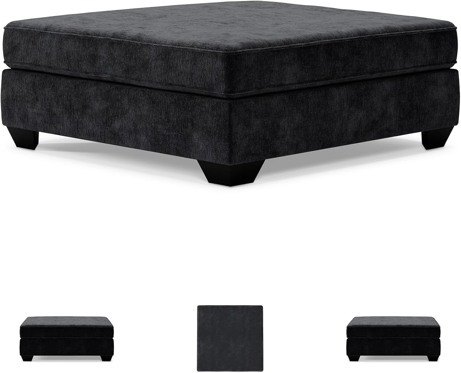 Signature Design by Ashley Lavernett Contemporary Square Oversized Accent Ottoman, Dark Gray