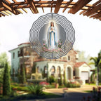Virgin Mary Prayer Wind Spinner, Metal Wind Spinners Outdoor Indoor, Virgin Mary Cross Hanging Garden Decor for Outside, Stainless Wind Spinners for Yard and Garden 10 inch 3D (25.76X25 CM)