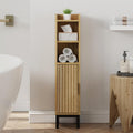FerniTry Small Bathroom Storage Cabinet, Corner Narrow Toilet Paper Floor Cabinet with Door and Shelves,Bathroom Organizer with Adjustable Shelf, for Small Spaces (Oak)