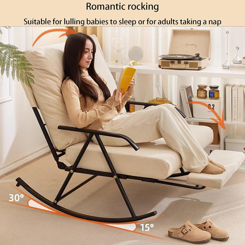 92cm Wide Double Rocking Chair,Featuring an Adjustable backrest and Retractable footrest, Suitable for Balconies, bedrooms, and Living Rooms Green