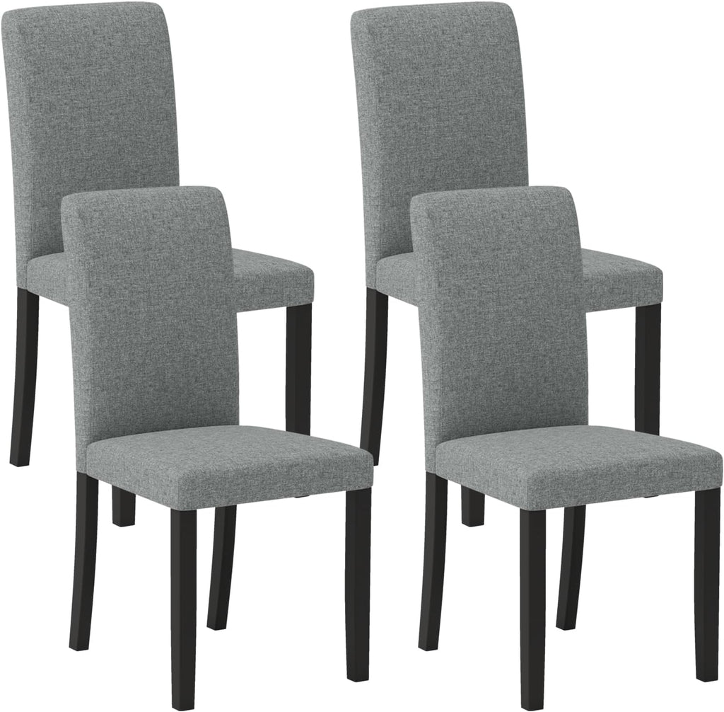 Giantex Upholstered Dining Chairs Set of 4, Mid-Century Modern Fabric Parson Chair w/Rubber Wood Legs, Thick Padded Seat, High Back, Armless Kitchen Side Chairs for Living Dining Room Restaurant
