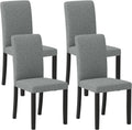 Giantex Upholstered Dining Chairs Set of 4, Mid-Century Modern Fabric Parson Chair w/Rubber Wood Legs, Thick Padded Seat, High Back, Armless Kitchen Side Chairs for Living Dining Room Restaurant