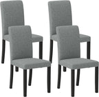 Giantex Upholstered Dining Chairs Set of 4, Mid-Century Modern Fabric Parson Chair w/Rubber Wood Legs, Thick Padded Seat, High Back, Armless Kitchen Side Chairs for Living Dining Room Restaurant