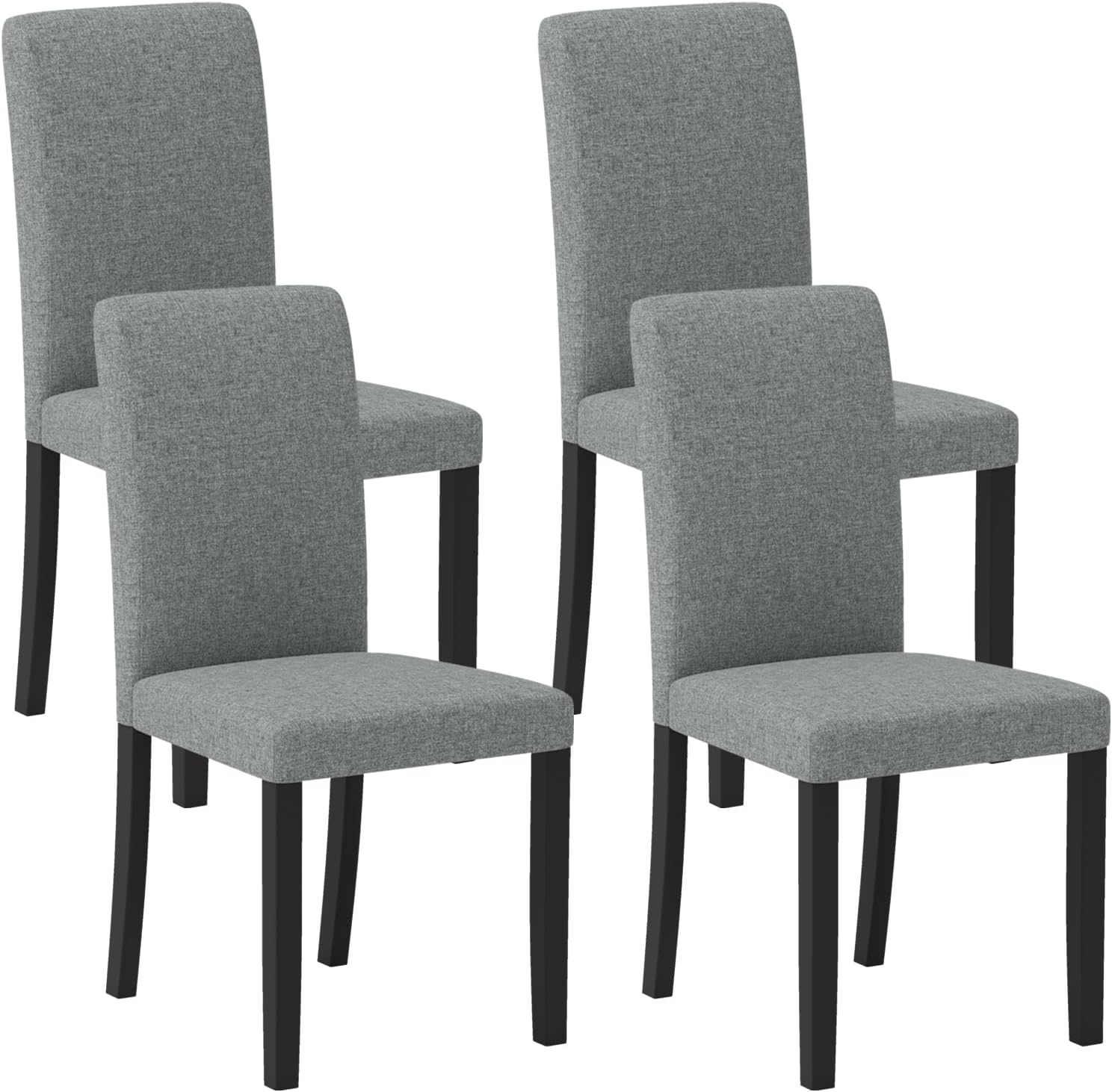 Giantex Upholstered Dining Chairs Set of 4, Mid-Century Modern Fabric Parson Chair w/Rubber Wood Legs, Thick Padded Seat, High Back, Armless Kitchen Side Chairs for Living Dining Room Restaurant