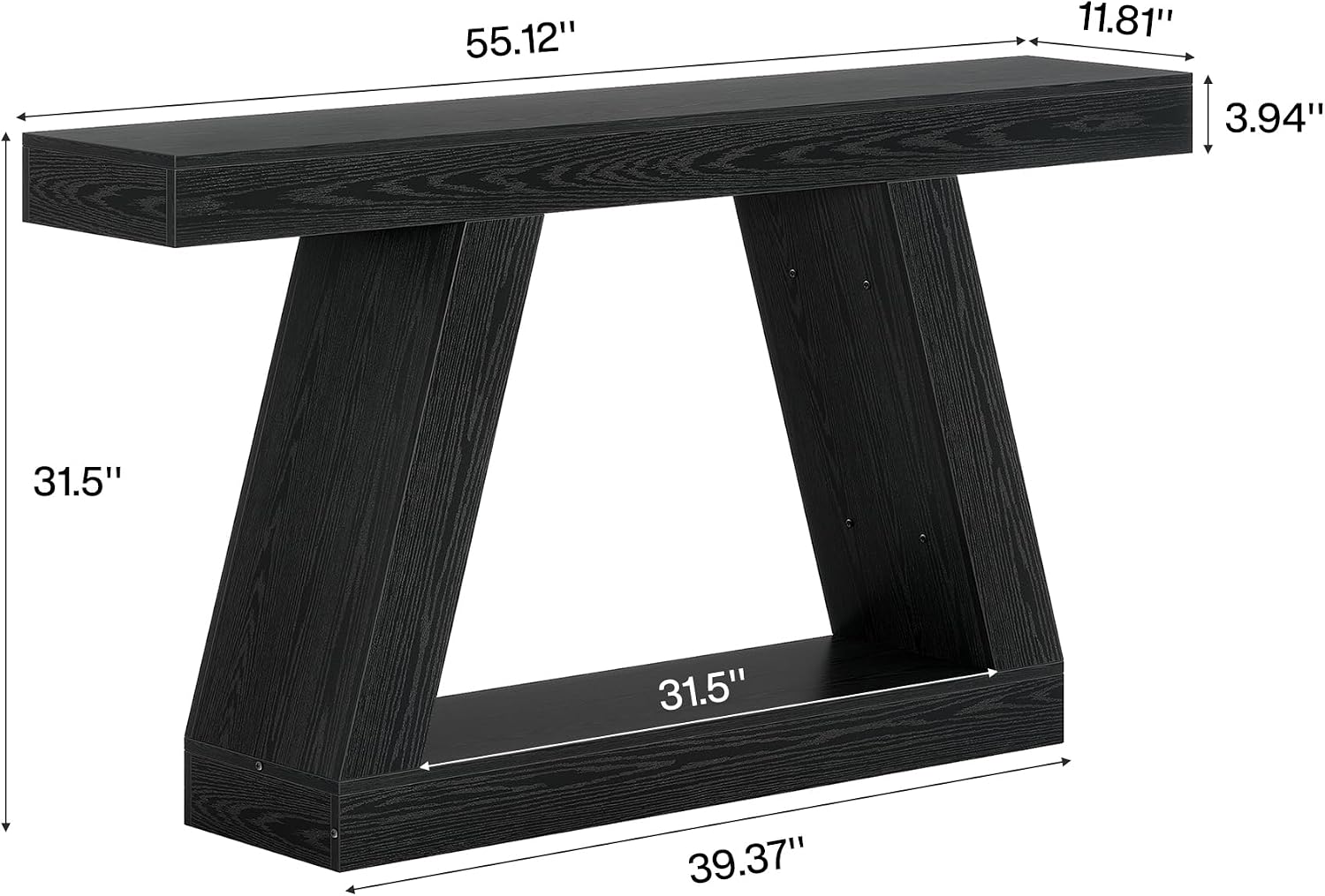 Tribesigns Farmhouse Console Table, 55-Inch Rustic Sofa Table with Storage, Industrial Wooden Entryway Table for Hallway, Living Room, Black & Brown