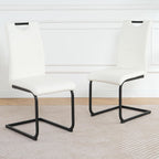 Henf Modern Dining Chairs Set of 2,Dining Room Chair Side Chairs with PU Leather Seat Black Metal Legs,Comfortable Dining Kitchen Chairs for Dining Room Living Room,White Armless Dining Chairs for 2