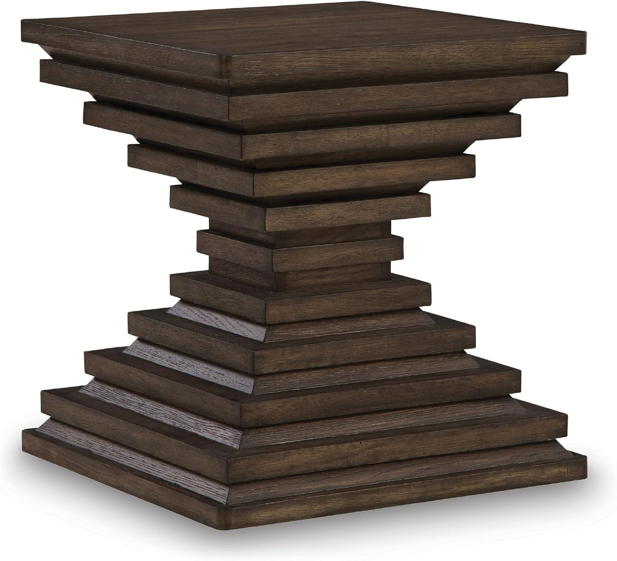 Signature Design by Ashley Hannodream Modern End Table with Architectural Geometry Design, Dark Brown