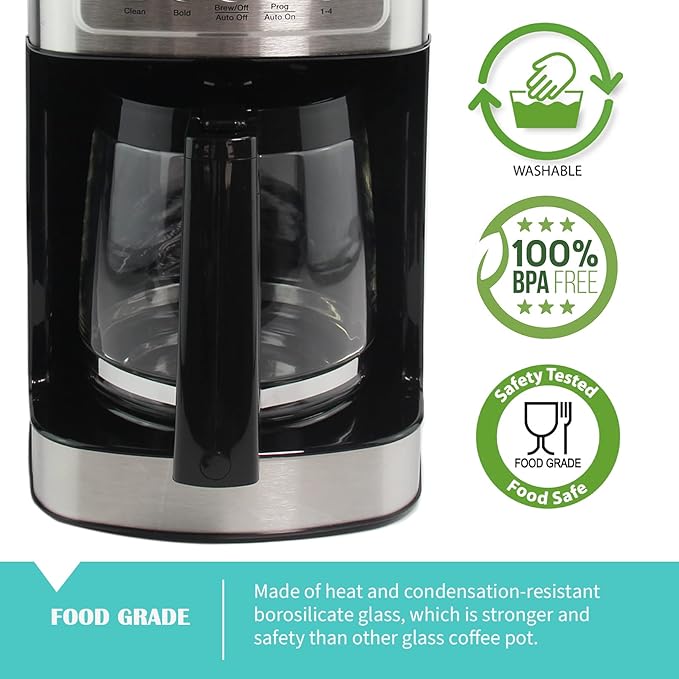 12-Cup Replacement Glass Coffee Carafe for Cuisinart Coffee Maker Models DCC-1200, DCC-1100BK, DCC-2650, CHW-12, CHW-12P1, DGB-550BK, DGB-550BK1, DGB-625BC, DGB-700BC, and SS-12 | Part# DCC-1200PRC