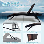 Set of Foldable Long Reclining Patio Seating Chairs, 2 Folding Chairs Patio Chaise Lounge, Outdoor Wicker Lounge Chaise, Rattan Chaise Lounge Lawn Sunbathing Recliner Beach Pool Backrest Recliners