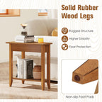 Giantex Wedge End Table, Triangle Side Table with Storage Shelf and Solid Wood Legs, 24.5" Tall Nightstand, Modern Narrow Accent Recliner Table for Small Space Living Room, Walnut