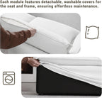 Modular Sectional Sofa Couch for Living Room Bedroom, Loveseat with 1 Ottoman, White