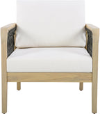Outdoor Acacia Wood Club Chair with Handwoven Rope, Weather-Resistant, Set of 2, Light Teak Finish, 400 Lbs Capacity