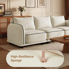 104 Inch L Shaped Modular Sectional Sofa, 4 Seater Modern Cloud Chenille Comfy Couch with Movable Ottoman & 3 Back Pillows, Oversized Comfy L Shape Couch for Living Room, Bedroom, Apartment, Beige