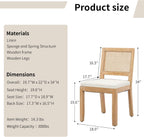 Vintage French Country Dining Chairs Set of 4, Rattan Dining Chairs with a Low Square Back, Beige 4 Dining Chair Set, Sillas para Comedor, Kitchen & Dining Room Chair (Beige, 4Pcs)