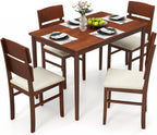 Tangkula Dining Table Set for 4, Dinette Set with Table and 4 Padded Seat, Rubber Wood Legs, Curved Backrest, Mid-Century Modern Kitchen Table and Chairs Set of 4 for Living Room, Dining Room
