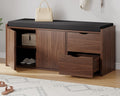 LVB 40” Entryway Bench with Padded Seat Cushion Shoe Bench with 2 Drawers | Wood Hidden Shoe Bench with 2 Drawers Cabinet, Industrial storage Bench for Foyer entrance Living Bedroom, Walnut Oak