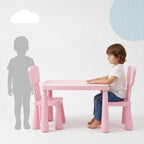 Relaxdays Children's Furniture Set, 1 Children's Table, 2 Chairs, Wipe-Clean, Lightweight Plastic, Seating Corner for Children's Room, Pink