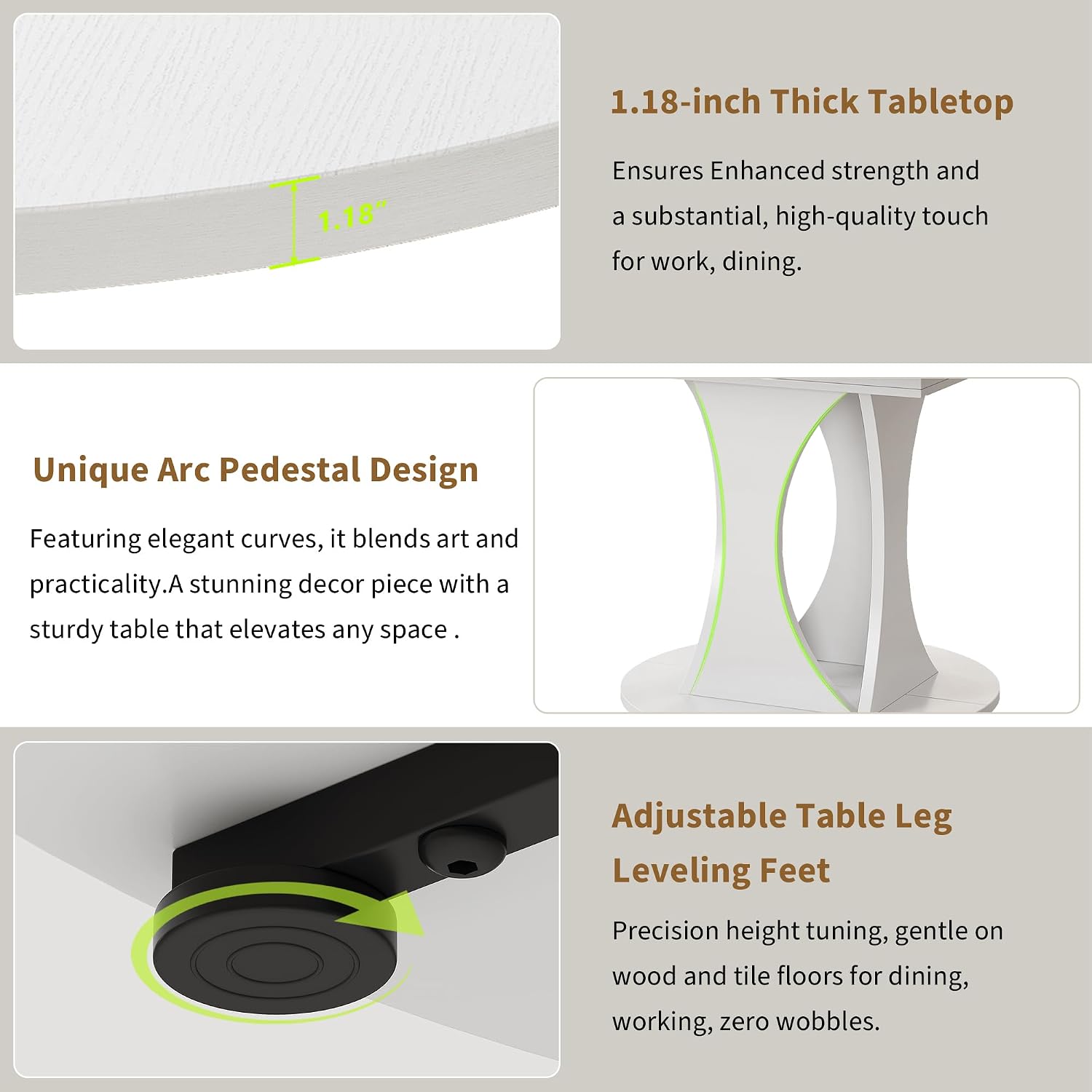iPormis 43"-59" Extendable Dining Table, Round Kitchen Table with Modern Arcs Pedestal, Oval Dinner Table with Removable Leaves,Hidden Storage, for Kitchen, Dining Room, Living Room, Office, White