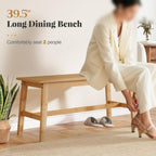 Giantex 39.5" Bamboo Dining Bench with Handwoven Rattan Seat, 600lbs Capacity, Shoe Ottoman, Kitchen Table Bench for Indoor Outdoor, Bedroom, Bathroom, Front Door, End of Bed, Entryway (Natural)