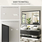 60x30 Inch Black Bathroom Mirror for Wall, Thick Metal Framed Rectangle Mirrors for Over Sink, Bedroom, Living Room, Entryway, Anti-Rust, HD Tempered Glass
