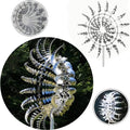 Magical Metal Windmill, Stainless Steel Windmill,Kinetic Metal Wind Spinners Garden Stake, 3D Wind Sculptures Move with The Wind Lawn Solar Wind Catcher Outdoor Patio Garden Decoration (SILVER-2PCS)