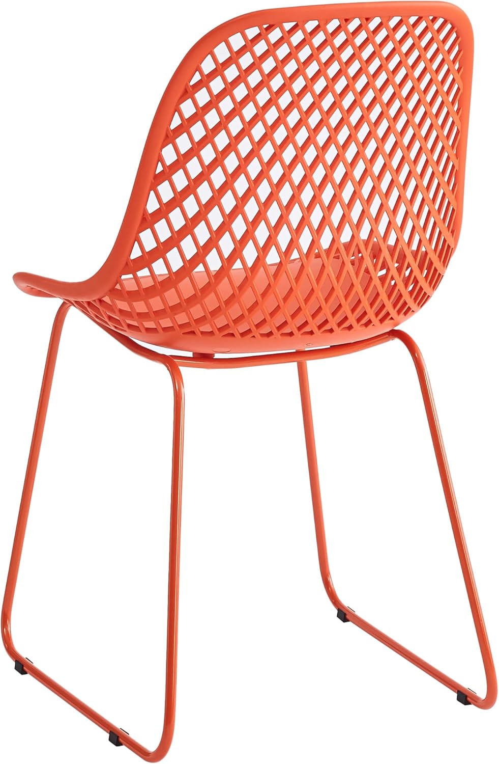 Modern Dining Chairs Set of 2, Stable Plastic Kitchen Chairs with Metal Sled Base for Dining Room (Blood Orange)