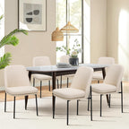 COLAMY Upholstered Dining Chairs Set of 6, Beige | Modern Dining Room Chairs with Curved Back, Dinner Chair Kitchen Chairs and Metal Legs